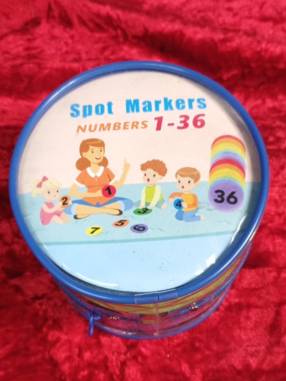 Spot Markers Numbers 1-36 - Blue Educational Floor Dots